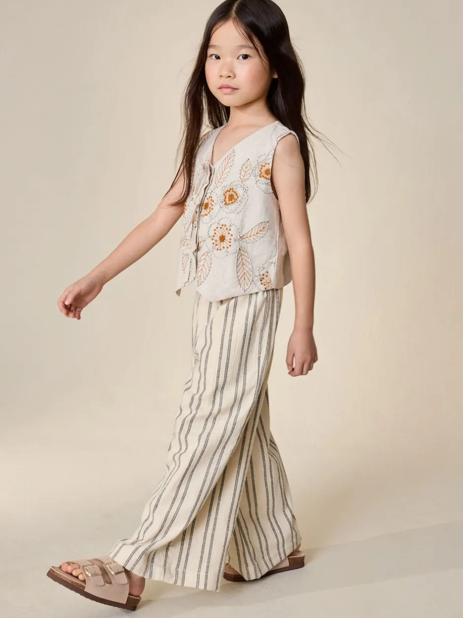 Next neutre - Ensemble gilet brodé et pantalons jambe large (3-16ans) Discount