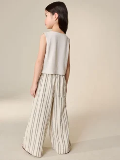 Next neutre - Ensemble gilet brodé et pantalons jambe large (3-16ans) Discount