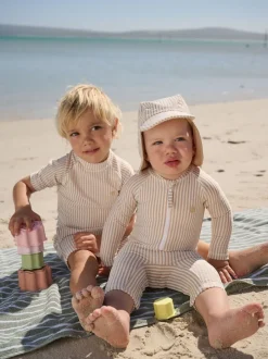 Next neutre - Ensemble maillot de bain et chapeau anti-soleil rayé (3mois-7ans) Sale