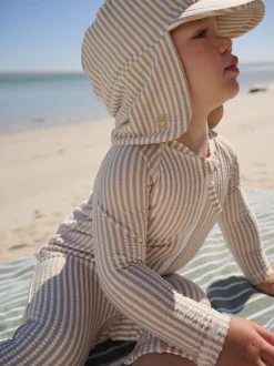 Next neutre - Ensemble maillot de bain et chapeau anti-soleil rayé (3mois-7ans) Sale