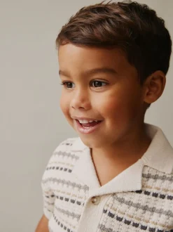 Next neutre - Ensemble polos et shorts texturés en maille à col révéré (3mois-10ans)