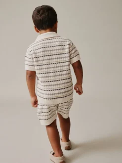 Next neutre - Ensemble polos et shorts texturés en maille à col révéré (3mois-10ans)