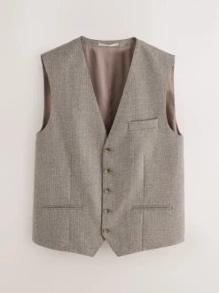 Next neutre - Gilet de costume à carreaux 100% laine italienne Signature Marzotto