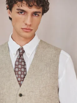 Next neutre - Gilet de costume en lin Blend texturé