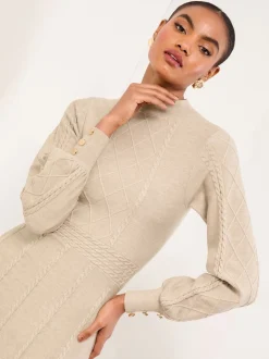 Lipsy neutre - Mini robe à manches longues en maille losange Hot