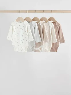 Next neutre - Lot de 5 bodys bébé à manches longues 100 % coton Online