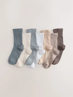 Next neutre - Paquet de chaussettes en coton riche à fines côtes 7 New