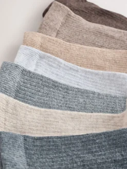 Next neutre - Paquet de chaussettes en coton riche à fines côtes 7 New