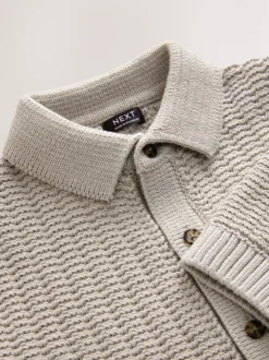 Next neutre - Polo texturé en maille boutonné (3mois-7ans) Clearance