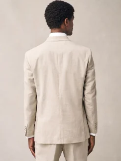 Next neutre - Veste de costume à carreaux en lin Blend coupe régulière