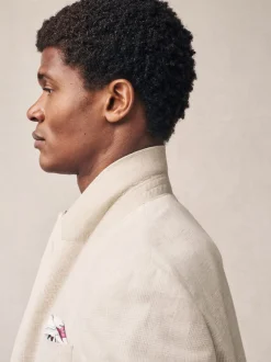 Next neutre - Veste de costume à carreaux en lin Blend coupe régulière