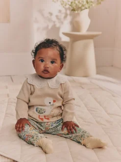 Next Neutre canard/Vert sauge Ditsy - Pull et Leggings en maille Bébé Ensemble 2 Pièces (0mois-3ans) Online