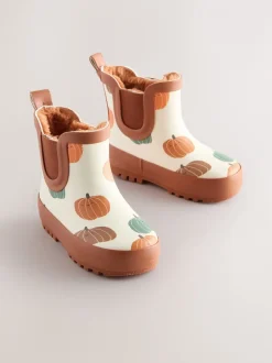 Next - Bottines en caoutchouc avec doublure chaude Neutre citrouille Halloween Sale
