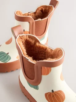 Next - Bottines en caoutchouc avec doublure chaude Neutre citrouille Halloween Sale