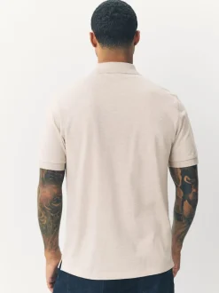 Next - Ajustement régulier - Polo Manches courtes Pique Neutre clair Marl Outlet