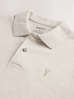 Next - Ajustement régulier - Polo Manches courtes Pique Neutre clair Marl Outlet