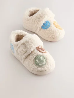 Next - Chaussons Cupsole doublés chauds Neutre Happy Face Clearance