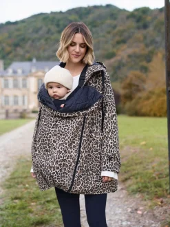 Seraphine Neutre imprimé léopard - Imperméable de Grossesse et de portage 3-en-1 Outlet