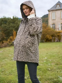 Seraphine Neutre imprimé léopard - Imperméable de Grossesse et de portage 3-en-1 Outlet