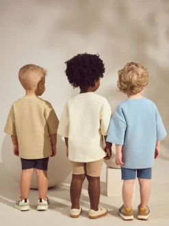 Next Neutre multicolore - Lot de 3 t-shirts texturés à manches courtes et shorts cyclistes (3mois7ans) Hot