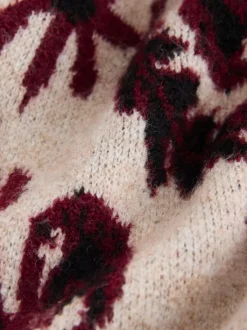 Next Neutre/Bordeaux - Pull à col rond Motif paisley Statement Clearance