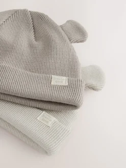 Next Neutre/fauve - Lot de 2bonnets côtelés pour bébé Sale