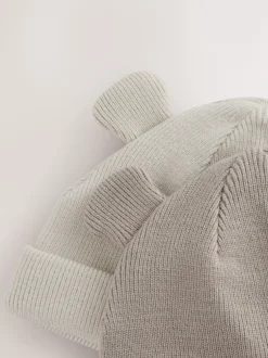 Next Neutre/fauve - Lot de 2bonnets côtelés pour bébé Sale