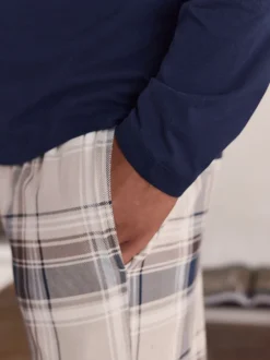 Next Neutre/Marine - Lot de 2 pyjamas à manches courtes en jersey à carreaux Online