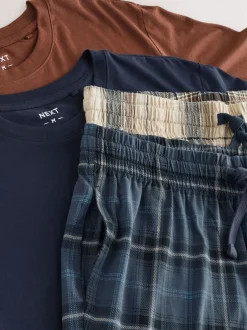 Next Neutre/Marine - Lot de 2 pyjamas à manches courtes en jersey à carreaux Online
