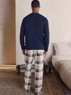 Next Neutre/Marine - Lot de 2 pyjamas à manches courtes en jersey à carreaux Online