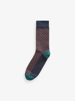 Next Neutre/Marine - Pattern Smart Socks 5 Pack Outlet