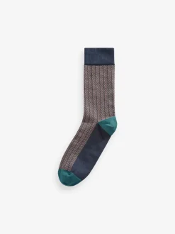 Next Neutre/Marine - Pattern Smart Socks 5 Pack Outlet