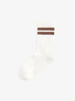 Next - Cushioned Semelle intérieure Cotton Rich Ribbed Tipped Chaussettes 5 Lot Neutre/marron/blanc/gris Discount