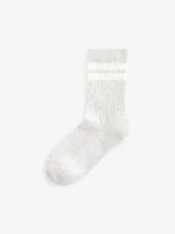 Next - Cushioned Semelle intérieure Cotton Rich Ribbed Tipped Chaussettes 5 Lot Neutre/marron/blanc/gris Discount