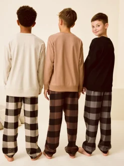 Next Neutre/Noir - Lot de 3 pyjamas tissés à carreaux (3-16ans) Discount