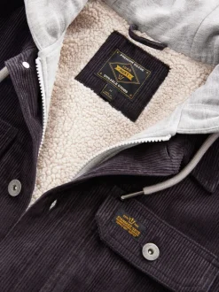 Next Noir - À capuche Velours côtelé Borg Veste-chemise doublée