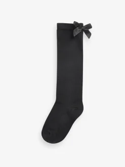 Next Noir - 2 Chaussettes genoux riches Nœud en coton Lot Discount
