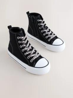 Next - À lacets High Top Trainers Noir