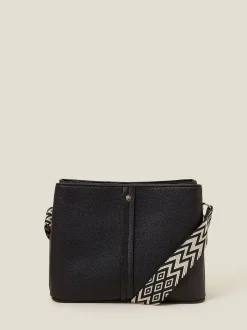 Accessorize Noir - Faux Leather Webbing Strap Sac à bandoulière Best