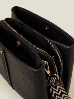 Accessorize Noir - Faux Leather Webbing Strap Sac à bandoulière Best