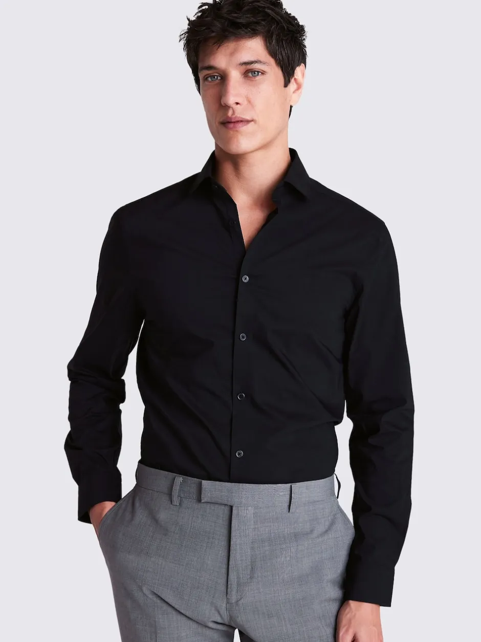 MOSS Noir - Ajusté - Chemise extensible Clearance