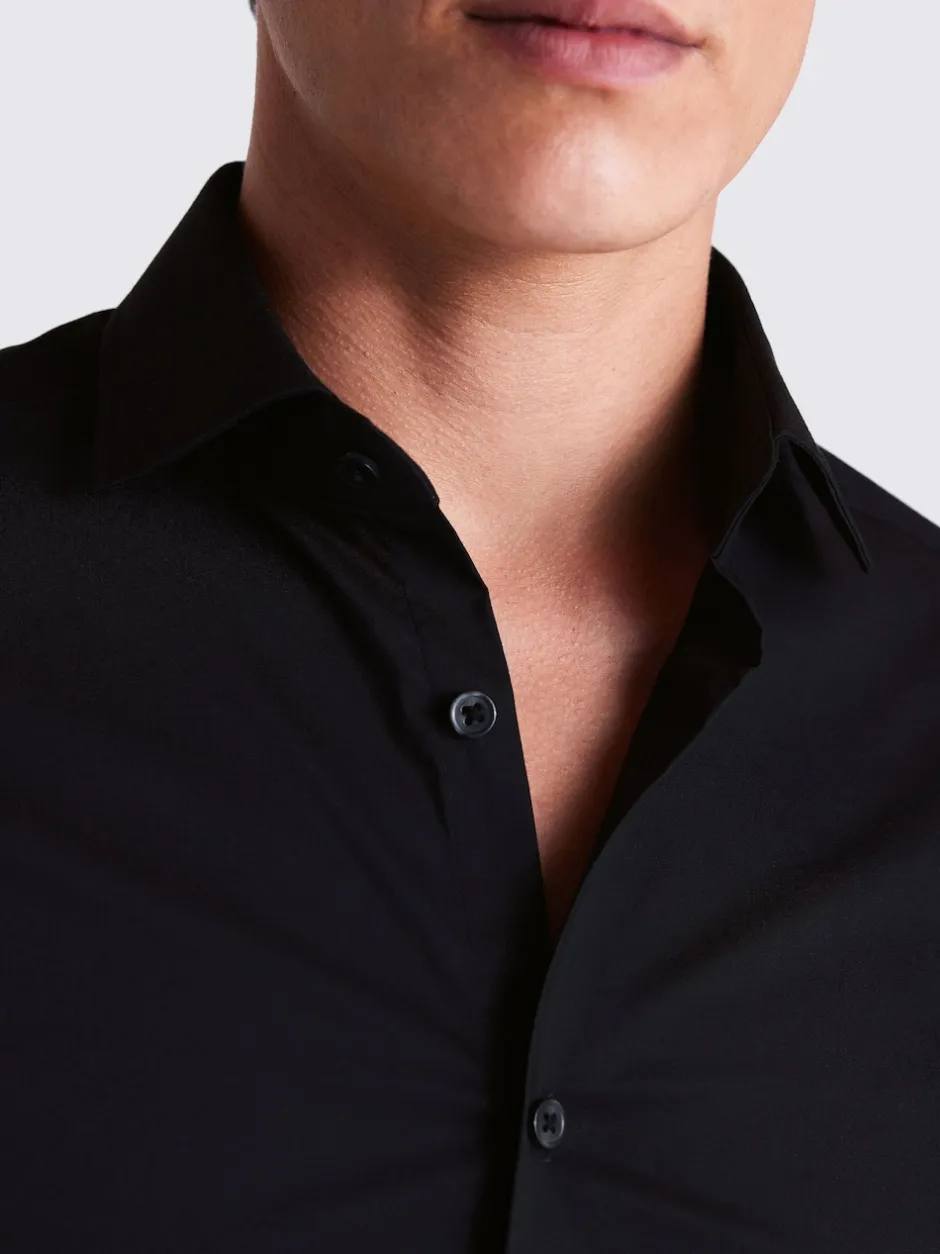 MOSS Noir - Ajusté - Chemise extensible Clearance