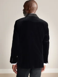 Next Noir - Ajustement régulier - Blazer Signature Pontoglio en velours italien avec revers châle New