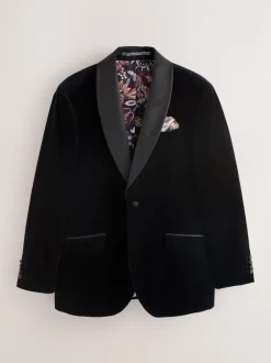 Next Noir - Ajustement régulier - Blazer Signature Pontoglio en velours italien avec revers châle New