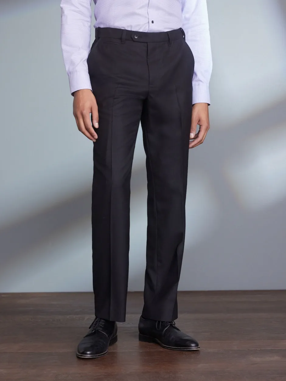 Next Noir - Ajustement régulier - Pantalons Signature en 100 % laine avec ceinture Motion Flex Discount