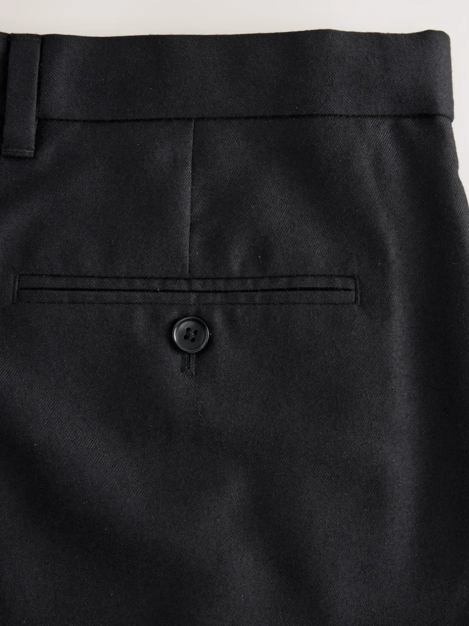 Next Noir - Ajustement régulier - Pantalons Signature en 100 % laine avec ceinture Motion Flex Discount