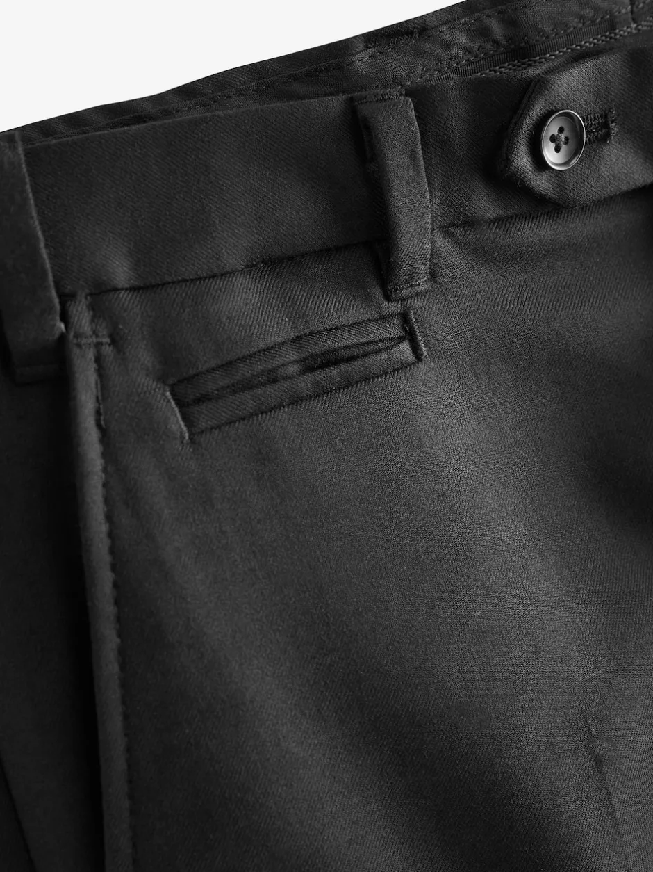 Next Noir - Ajustement régulier - Pantalons Signature en 100 % laine avec ceinture Motion Flex Discount