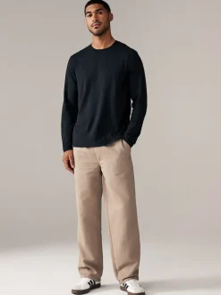 Next - Ajustement régulier - T-shirt à manches longues de cou d'équipage Noir Clearance