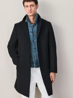 Next Noir - Ajustement régulier - Manteau Epsom en laine Hot