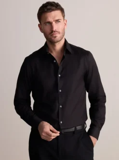 Next Noir - Ajustement régulier - Signature 100% coton avec chemise élégante texturée Discount